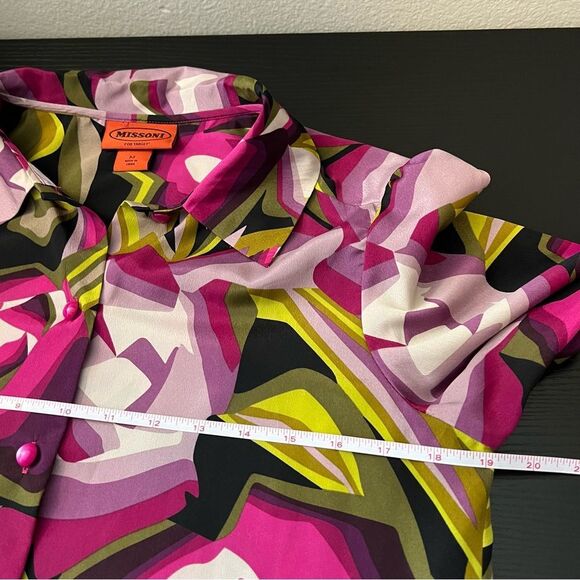 ✨ Missoni for Target Multicolor Abstract Blouse Retro Button Down Collared M - Picture 11 of 12